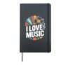 I Love Music Microphone Vinyl Notes Hardcover Journal, Black
