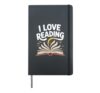 I Love Reading Open Book Art Text Hardcover Journal, Black