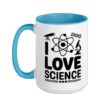 I Love Science Atom Microscope DNA Ceramic Mug, Blue/White, 15oz