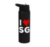 I Love SG Initials First Last Name Personalised Red Heart Stainless Steel Insulated Water Bottle