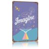 Imagine Vintage Aluminum Metal Sign, 8x12 Inches, Retro Wall Decor for Home Library Reading Nook Cafe, Decorative Art Sign