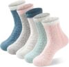 IMMEE 5 Pairs Womens Socks - Winter Warm Fluffy Plush Slipper Thick Fuzzy Cozy Soft (Multi-color,Knit Vintage Cozy Soft Socks 6)