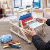 IMOYBBR Gjopu Wooden Multifunctional Weaving Loom, Desktop Hand Weaving Machine with Combing Board, Smooth Rounded Edges, Educational Fine Motor Skill Toy for Beginner Parent Beginner DIY Craft