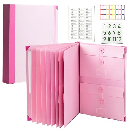 Important Document Organizer, End of Life Planner Organizer Binder -Life & Emergency Accordion File for Important Papers, Certificates, Passports, Photos, Letters (Pink)