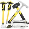 INCLY 7 Pcs Geology Rock Pick Equipment Kit, 3lb Sledge &32 oz Rock Hammer with 2PCS 12" Mason Concrete Chisel.Safety Glasses, Jewelers loupe, Tool Set for Hounding, GoldMining, Stone Breaking