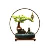 Indoor Fountain Tabletop Ceramic Desktop with LED Light Circle Rockery Waterscape Living Room Office Table Decoration Home
