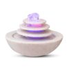 Indoor Fountain Table Waterfall Home Decor Relaxation 3 Tier Disc and Round Sink with LED Light Roller Ball Rockery