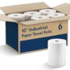 Industrial Paper Towels 10" x 800 White Roll Towels High Capacity Premium Quality (TAD Fabric Cloth Like Texture) Fits Touchless Automatic Commercial Towel Dispenser (Packed 6 Rolls)