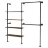 Industrial Pipe Clothing Rack with Double Hanging Rods Wall