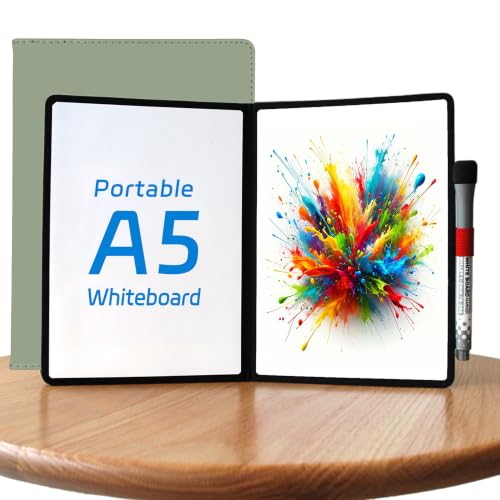 iNenya A5 Pocket White Board - Double-Sided Dry Erase Board 8.5x6 inch - Ultra-Thin Portable Whiteboard with Markers & Erase | Anti-Ghosting Surface for Office Home School Student (Green)