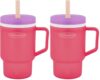 Infantino My 1st Tumbler, Durable Plastic Sippy Cup with Straw & Handle, Spill-Resistant, for On-The-Go, BPA-Free Transition Baby Cup, Hibiscus (Pack of 2)