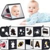 Infinno High Contrast Baby Book, Black and White, Tummy Time Mirror Toy