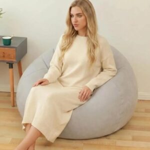 Inflatable Bean Bag Chair Blow up Sofa for Outdoor Indoor Couch (1, Grey)
