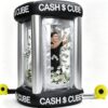 Inflatable Cash Cube Booth with 950W Blowers, Inflatable Cube Cash Grab Machine, Fast Booth Money Grab Machine for Business Promotion Advertising Events Games (Slivery)