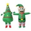 Inflatable Christmas Tree and Green Elf 2-Pack Costume Set, Adult Blow Up Outfits, Funny Inflatable Suit Combo for Halloween, Christmas Party, Cosplay and Holiday Events