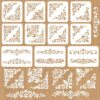 INFUNLY 11 Pcs Corner Wall Painting Stencil Flower Border Wall Stencil Reusable Lace Tile Stencils for Painting Baroque Templates Floral Edge Paint Stencils for Cement Wood Bedroom Home Decor