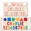 ingifta Name Puzzle for Kids Personalized, Baby First Birthday Gifts, Wooden Custom Shapes Puzzle for Toddler 1-3, Montessori Learning Toddler Toy for Boy Girl