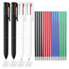 Inmorning 4 Color Ballpoint Pens 4 Pack with 16 Refills, 4-in-1 0.5mm Fine Point Multicolor Retractable Pens, Black Blue Red Green Ink, Multi Ink Pen Set for Teachers, Nurses, School and Office