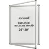 INNOVART 26”x20” Enclosed Bulletin Board, Weatherproof Dry Erase Board with Locking Swing-Open Door, Aluminum Frame Wall Mounted Enclosed Whiteboard for Home, School, Office, Commercial