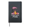 In October We Wear Pink Cat Fall Breast Cancer Awareness Hardcover Journal, Black