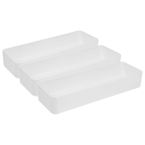INOOMP 3pcs White Plastic Drawer Organizer Trays with Rounded Corners, Reusable Pp Material, Combination Design for Kitchen or Desk Storage to Keep Your Place Tidy and Organized
