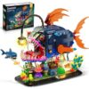 INSOON Mechanical Angler Fish Building Set with Lights, Movable Lantern Fish Building Blocks Toy with Shark Jellyfish, 1139 PCS Ocean Animal Building Kit, Home Decor Gift for Adults Teens Boys 12+