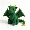 Inspirational Crochet Dragon Mini Companion, Handmade Knitted Wing Dragon Plush, Stress Relief Desk Decor with Motivational Card, Cute Fantasy Animal Keepsake Gift for Adults (Green)