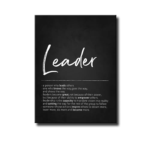 Inspirational Leader Definition Wall Art Canvas Print Black and White Motivational Quote Artwork Office Decor Modern Typography Poster for Professional Workspace Home Wall Decoration Ready to Hang (001,8*12in)