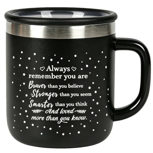 Inspirational Stainless Steel Coffee Mug - Insulated Travel Cup with Lid Appreciation Gift for Women Men Coworkers Friends - You are Amazing Motivational Quote Cup for Birthday (14oz-Stronger)
