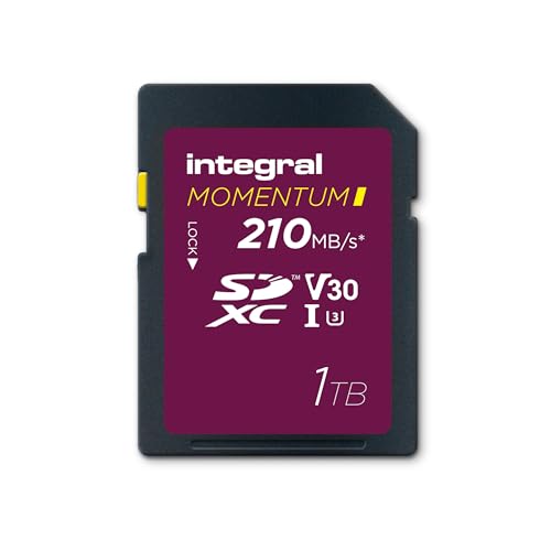 Integral Momentum I 1TB SDXC UHS-I V30 U3 Card - Up to 210MB/s Read, 180MB/s Write - For DSLR, Mirrorless & Camcorders - 4K UHD Video & Burst Mode Ready - Waterproof, Shockproof, Rugged
