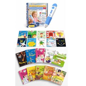 Interactive Reading Pen Set with 20 Books for Kids Ages 3-5 Includes 10 Storybooks & 10 Nursery Rhyme Books Screen-Free Audio Learning Toy USB-C Rechargeable