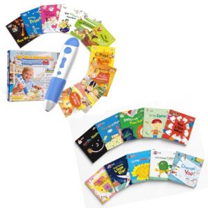Interactive Reading Pen Set with 20 Books for Kids Ages 3-5 Includes 10 Storybooks & 10 Nursery Rhyme Books Screen-Free Audio Learning Toy USB-C Rechargeable