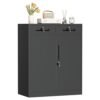 INTERGREAT Metal Garage Storage Cabinets with Lock,Steel Storage Cabinet with Drawer and 2 Adjustable Shelves, Small Lockable Office Steel Cabinet for Home, Warehouse, School, Black