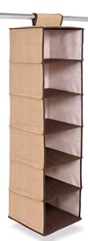 Internet's Best Hanging Closet Organizer - 6 Shelf - Clothing Sweaters Shoes Accessories Storage - Brown - College Dorm Kids Room Essential - Beige