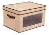 Internet's Best Storage Box with Window - Durable Storage Bin Basket Containers with Lids and Handles - Clothes Nursery Toys Organizer - Brown (Beige)
