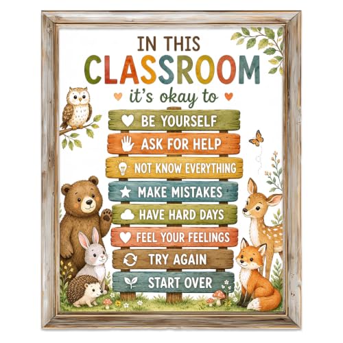 In This Classroom Poster, Positive Affirmation Classroom Decor with Woodland Animals, Back to School Wall Art Print for Teachers, Preschool, Kindergarten, Homeschool, Calm Corner, Reading Nook