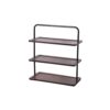 Ioensy Multi Layer Storage Shelf Wooden Desktop Rack Organizer with 3 Layer Wood Shelves and Metal Frame Raised Edges and Non Slip Pads Suitable for Home