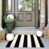 IOHOUZE 24x36 Striped Outdoor Door Mat, Washable Porch Rug, Black/White