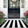 IOHOUZE 27.5x43 Striped Outdoor Door Mat, Washable Porch Rug, Black/White