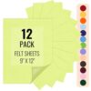 IONTACH 9" X 12" Felt Fabric Sheets 1.6mm Thick (12 Packs, Light Yellow)