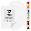 IONTACH 9" X 12" Felt Fabric Sheets 1.6mm Thick (12 Packs, White)