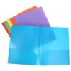 Ipetboom Plastic Pocket Folders with Prongs Large Capacity 6pcs Two Pocket Folders A4 Size Storage Pp Material for Presentations and Projects School and Office Use