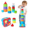 iPlay, iLearn Baby Stacking Cup Toy, Toddler Stackable Block w/Shape Sorter