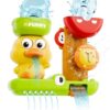 iPlay, iLearn Bath Toy for Toddlers 1-3, Baby Waterfall Duck Bathtub Toy W/ Suction Cup, Kid Bath Tub Shower Playset, Infant Bathtime Fun Birthday Summer Gifts 18 24 Month, 2-4, 3-5 Year Old Girl Boy