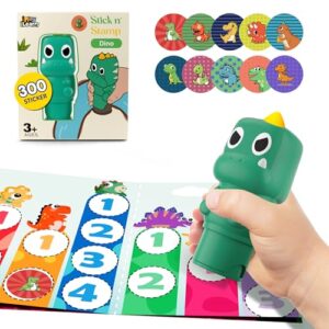 iPlay, iLearn Kid Dinosaur Sticker Stamp Set - 400+ Stickers 18-Page Activity Book, Toddler Creative Mess-Free Art Craft Educational Travel Toy, Birthday Easter Basket Gifts 3 4 5 6 Year Old Girl Boy