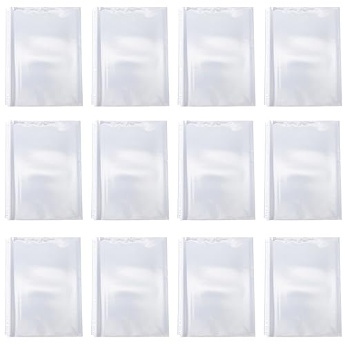 iplusmile Binder Pockets 100 Pcs Sheet Protectors 30 Holes A4 Clear Pocket Sheets 12.00 X 9.25 in Non-Static Inner Page Bags for Ring Binders Office School Photo Storage
