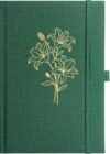 ipoul Linen Journal, Green Notebook, Journal for Women, A5, 6"x8", Hardcover, Lay-flat, Ruled Paper, Lily Flower