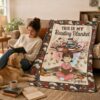 Ipplee Personalized Reading Blanket Custom Name and Character, This Is My Book Blanket for Book Lovers, Flannel Throw Blankets Gifts for Bookworm Women Men Teen Girls Boys Librarian Birthday Christmas