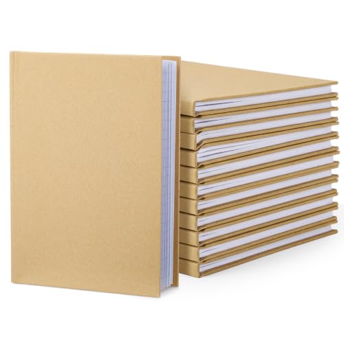 Ireer 12pcs 24 Pcs Hardcover Blank Book Bulk Small Sketch Pad to Write Stories Blank Notebooks for Journaling Sketching Writing DIY Crafts Supplies 72 Pages (6 x 8 Inch,Cowhide Color)