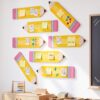 Irenare 8 Pack Large Pencil Felt Bulletin Board 24 x 6 Inches Pencil Shape Wall Decor with Pushpins for Back to School Party Graduation Classroom Decoration Home School Office Supply